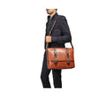 Amerigo 02 Tan Leather  Messenger Bag