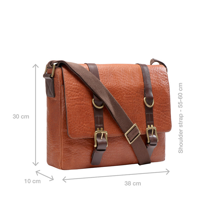 Amerigo 02 Tan Leather  Messenger Bag