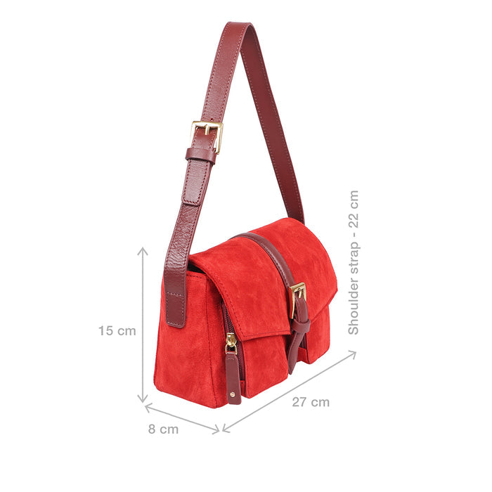 Amy 02 Red Leather Baguette