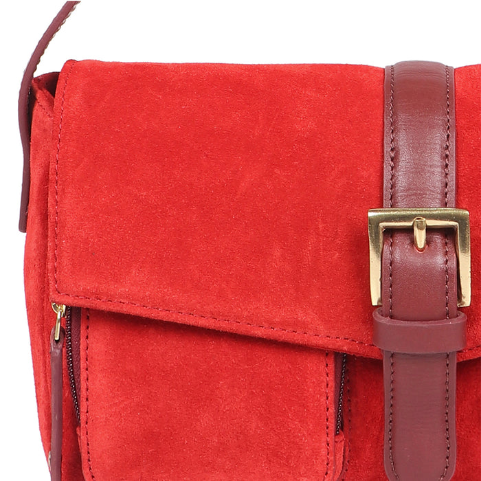 Amy 02 Red Leather Baguette