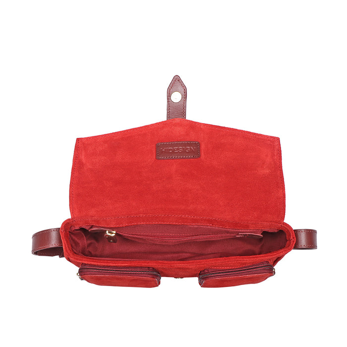 Amy 02 Red Leather Baguette