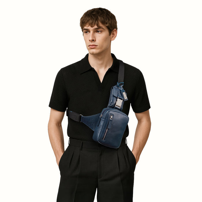 Andover 01 Blue Leather  Crossbody