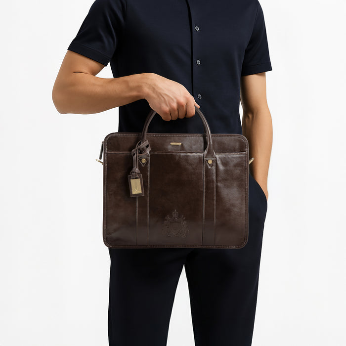 Andover 02 Brown Leather  Briefcase