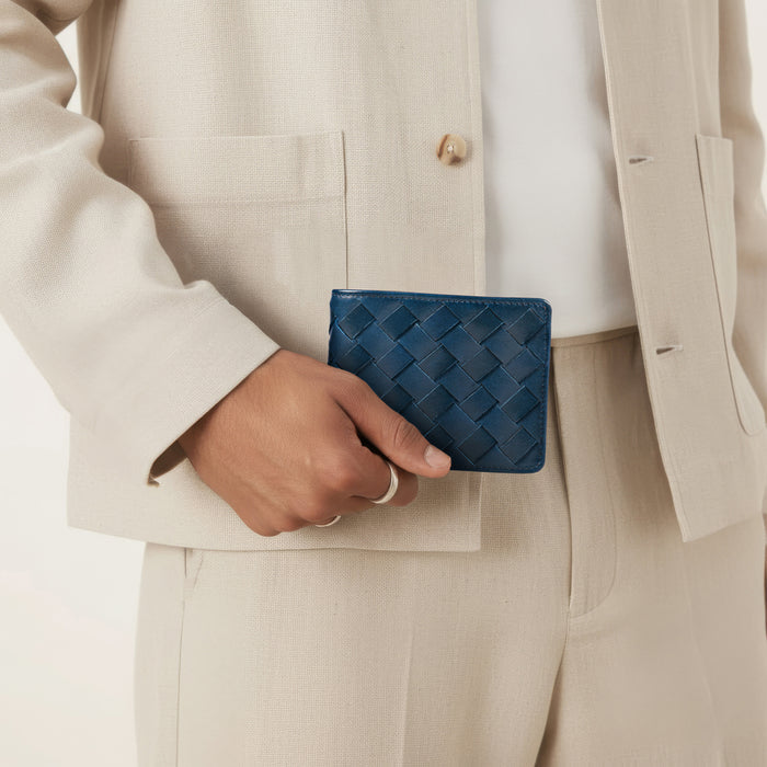 Andover W1 Blue Leather Bi-Fold Wallet