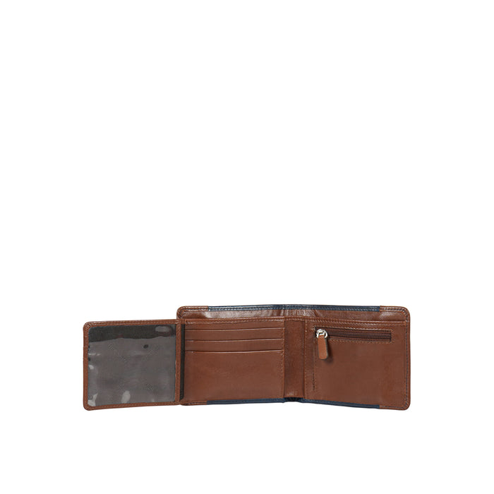 Andover W2 Blue Leather Trifold Wallet