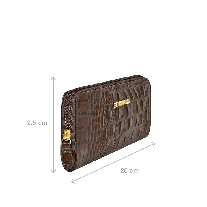 Angara W2 Sb Brown Leather Zip Around Wallet