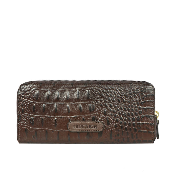 Angara W2 Sb Brown Leather Zip Around Wallet
