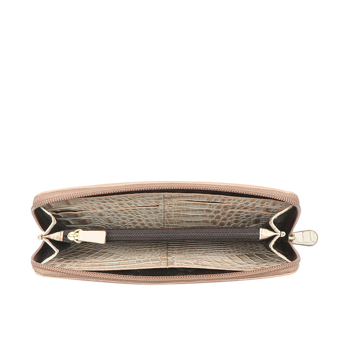 Angara W2 Sb Brown Leather Zip Around Wallet