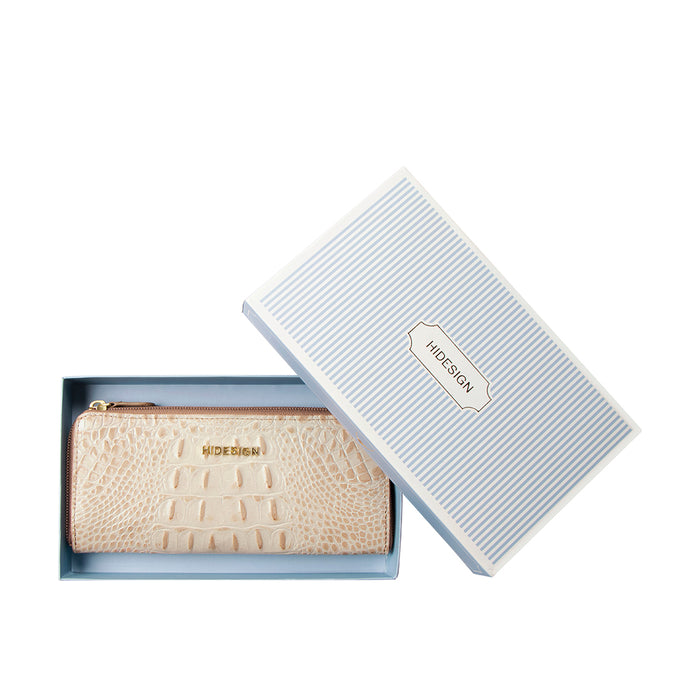 Angara W2 Sb Brown Leather Zip Around Wallet