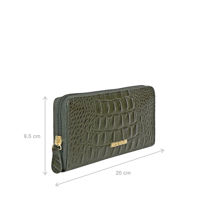 Angara W2 Sb Green Leather Zip Around Wallet