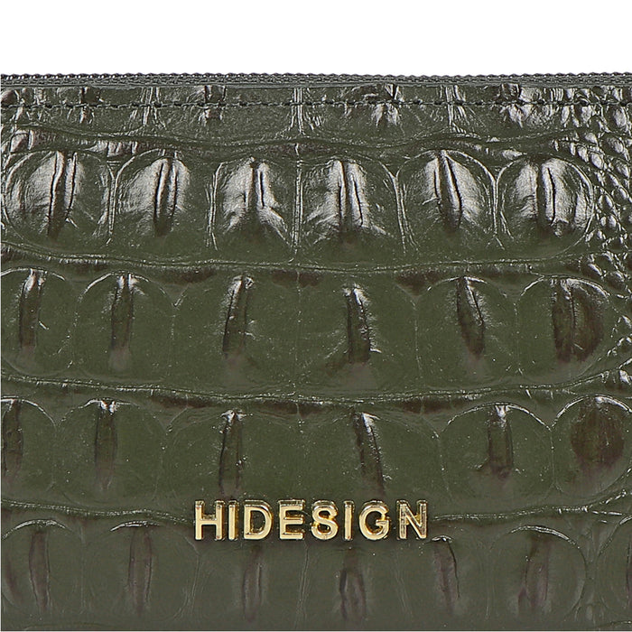 Angara W2 Sb Green Leather Zip Around Wallet