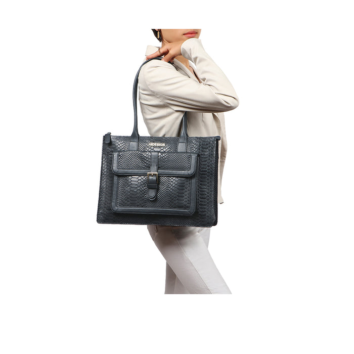Angelina Sb 02 Blue Leather Laptop Bag