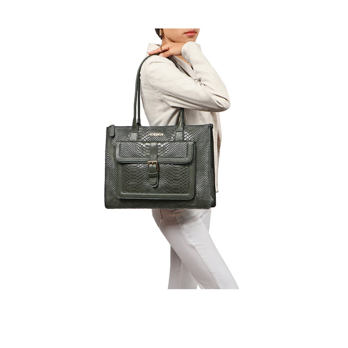 Angelina Sb 02 Green Leather Laptop Bag
