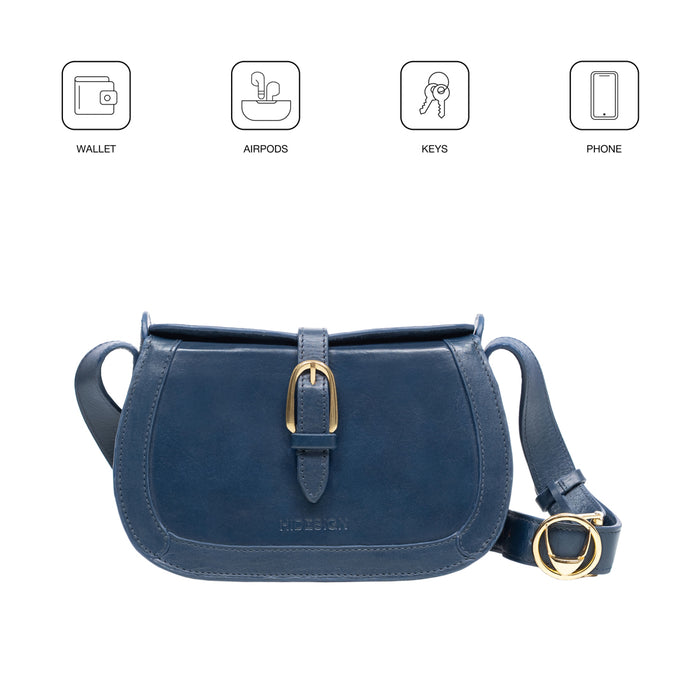 Antoinette 02 Blue Leather Shoulder Bag