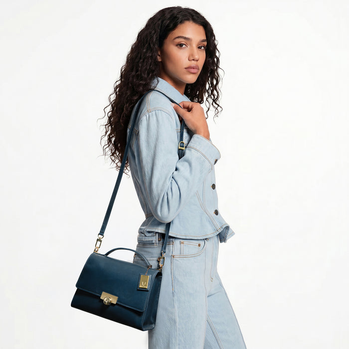Antoinette 03 Blue Leather Shoulder Bag
