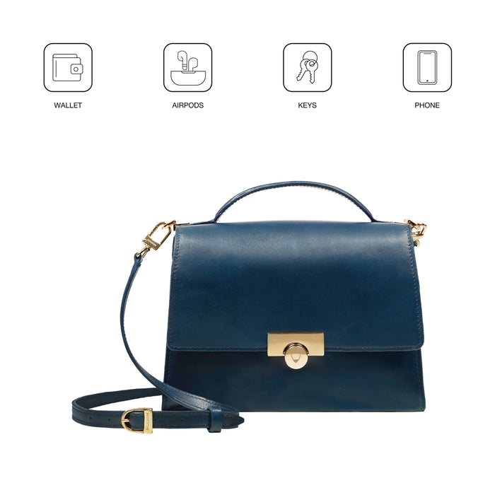 Antoinette 03 Blue Leather Shoulder Bag