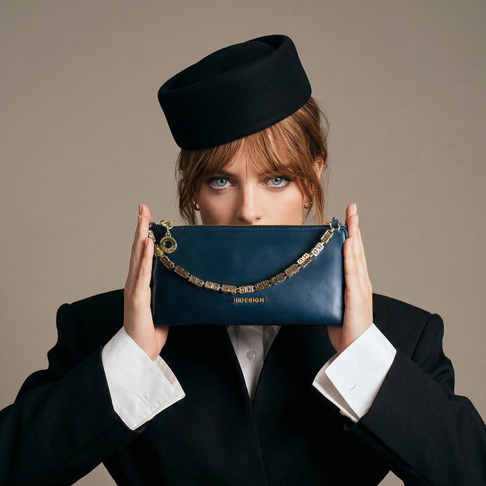 Antoinette W1 Blue Leather Clutch