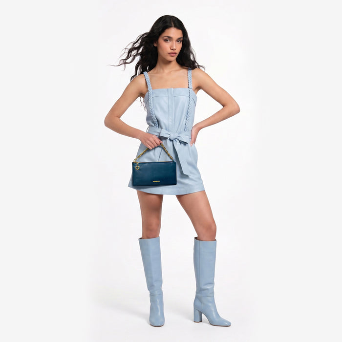 Antoinette W1 Blue Leather Clutch