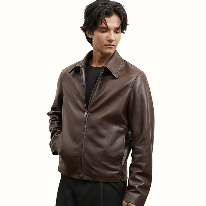 Arthur 02 Men's Brown Zip Up Style Leather Jacket