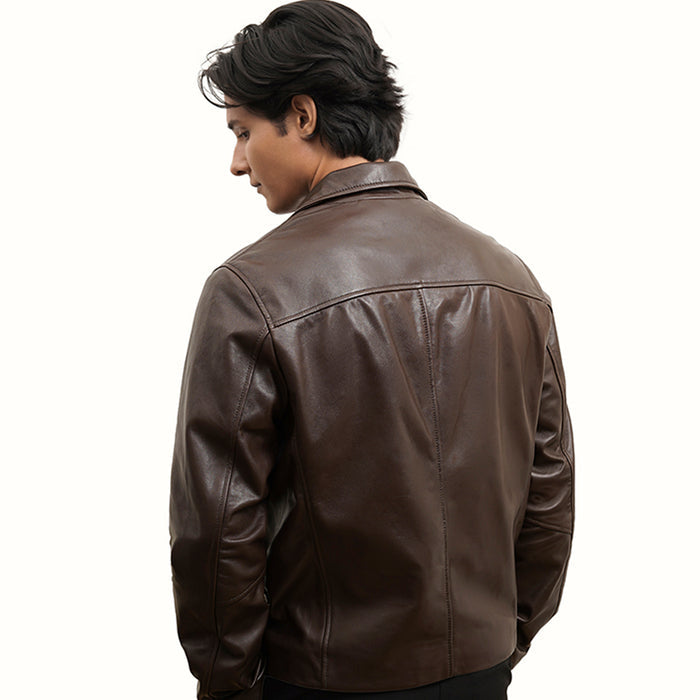 Arthur 02 Men's Brown Zip Up Style Leather Jacket