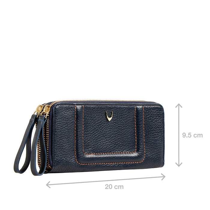 Aspen W2 Sb Blue Leather Double Zip Around Wallet