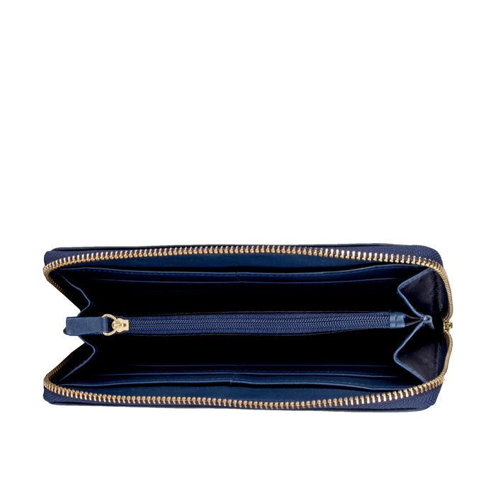 Atlanta  Blue Leather Zip Around Wallet