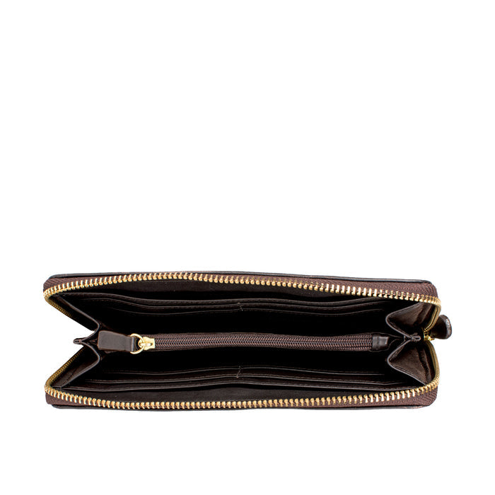 Atlanta  Brown Leather Zip Around Wallet