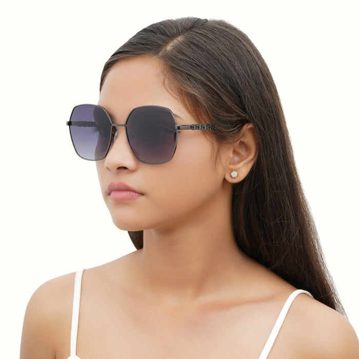 Avalon Women's Black Rectangle Sunglasses