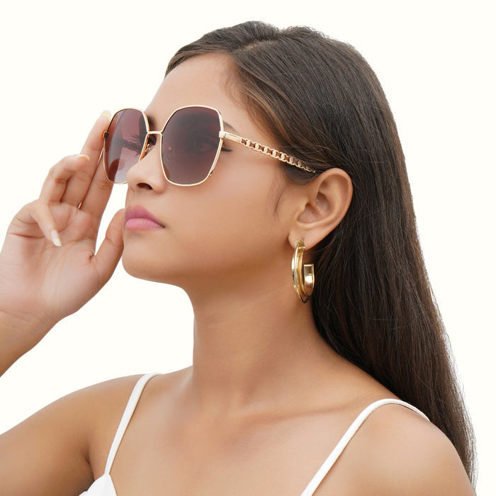 Avalon Women's Brown Rectangle Sunglasses
