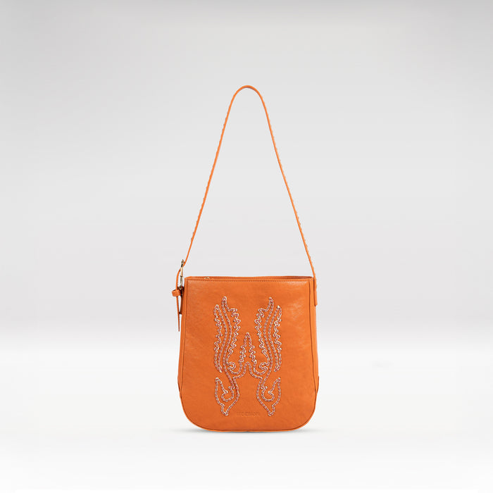Aztec 01 Orange Leather Shoulder Bag