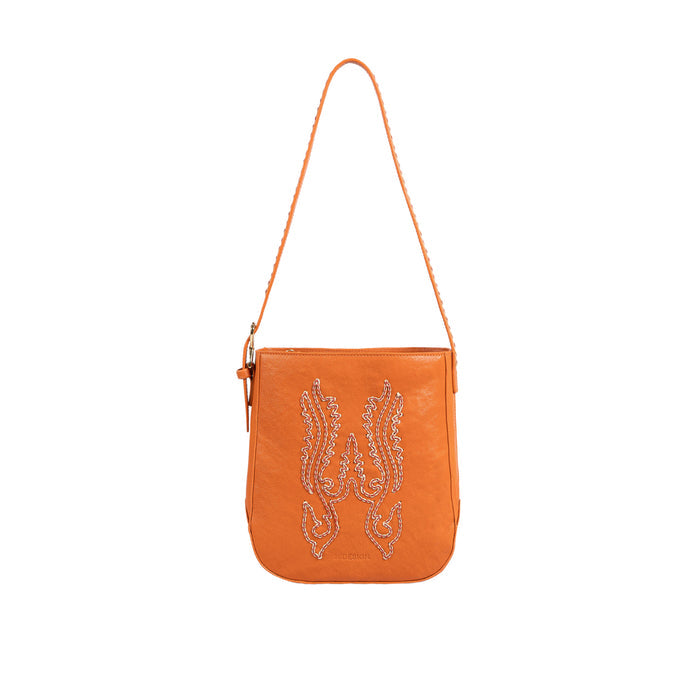 Aztec 01 Orange Leather Shoulder Bag