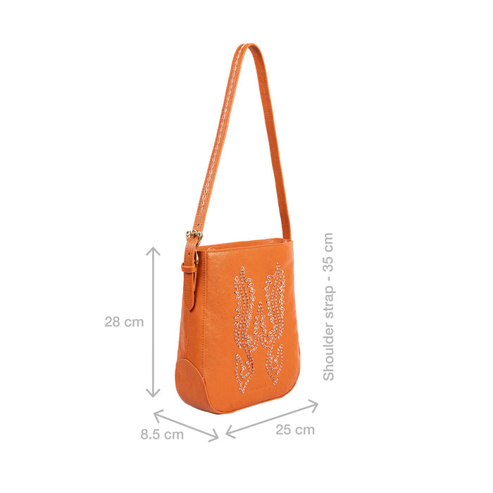 Aztec 01 Orange Leather Shoulder Bag