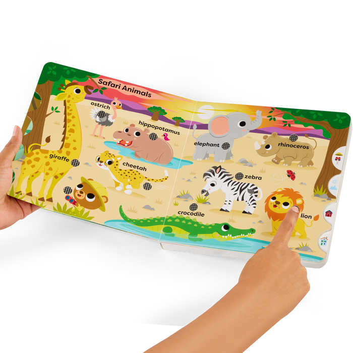 Interactive audio board book for babies and toddlers