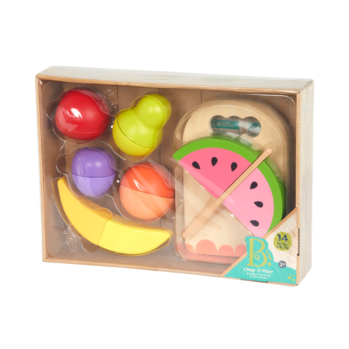 Wooden toy fruits.