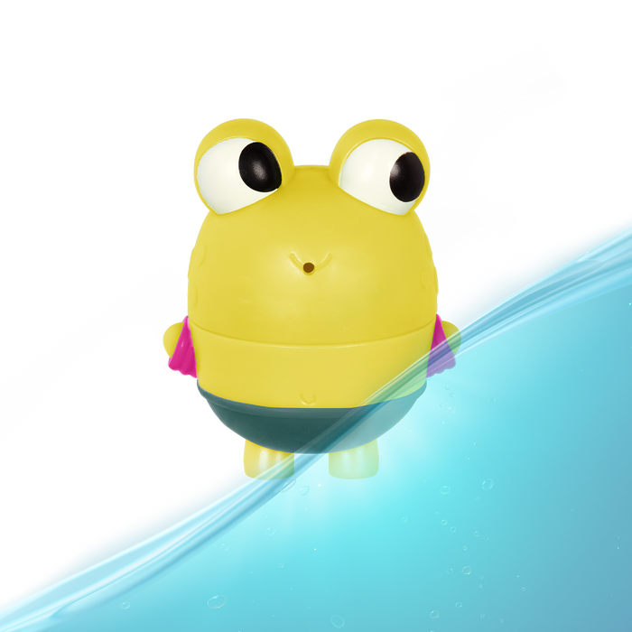 Frog and whale bath toys.