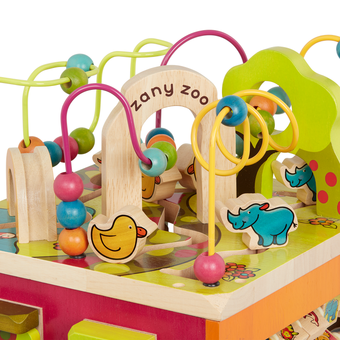 Wooden zoo activity cube.