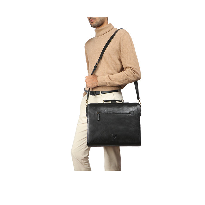 Barcelona 02 Black Leather  Briefcase