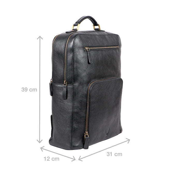 Barcelona 03 Black Leather  Backpack