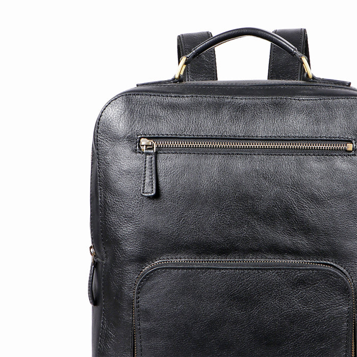 Barcelona 03 Black Leather  Backpack
