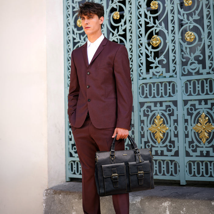 Baron 01 Black Leather Briefcase