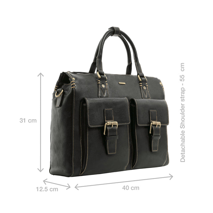 Baron 01 Black Leather Briefcase