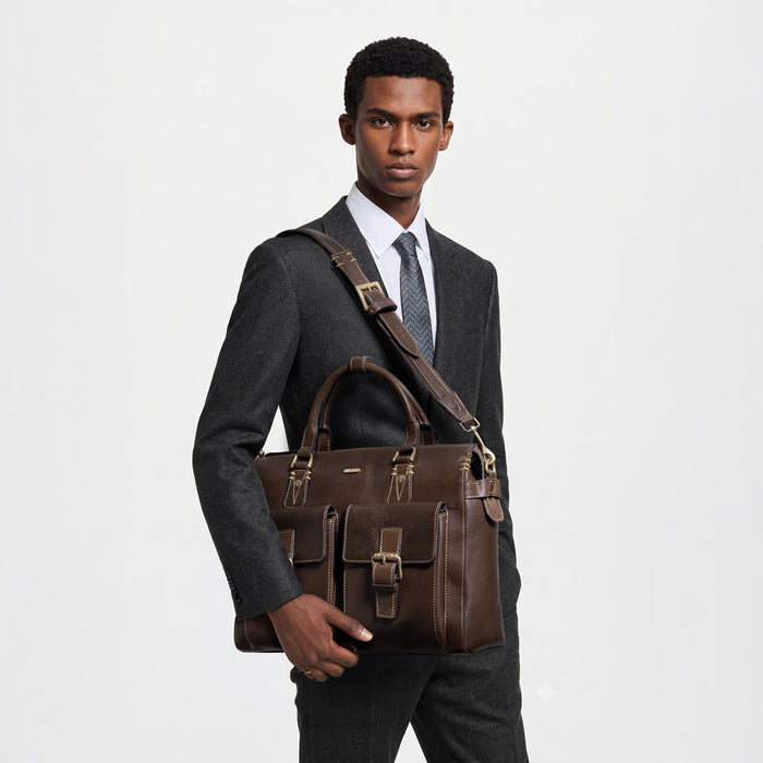Baron 01 Brown Leather Briefcase