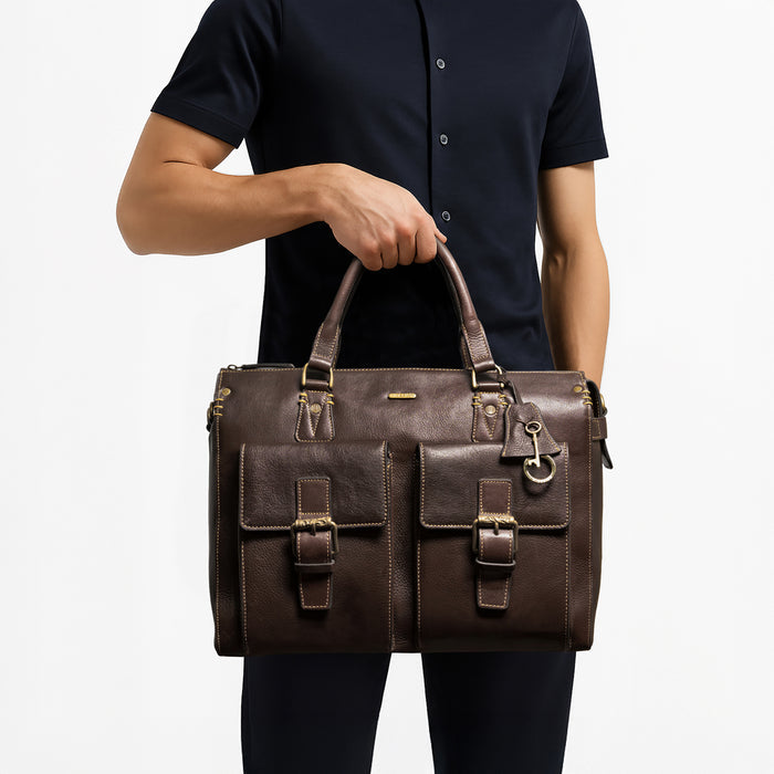 Baron 01 Brown Leather Briefcase