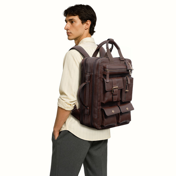 Baron 02 Brown Leather Backpack