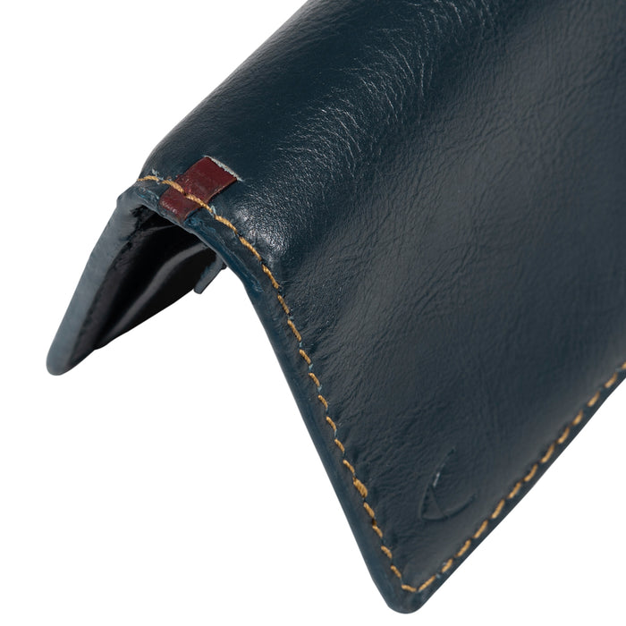 Baron W1 Blue Leather Bi-Fold Wallet