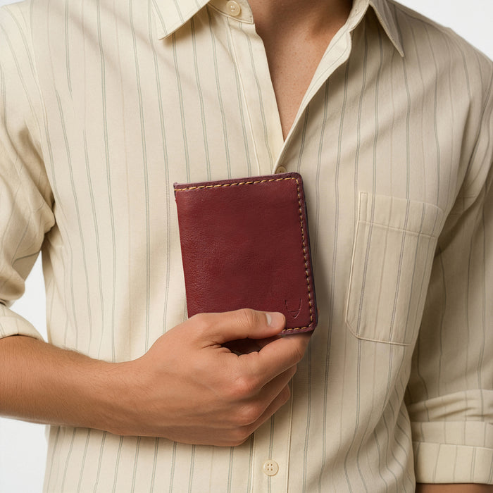 Baron W1 Red Leather Bi-Fold Wallet