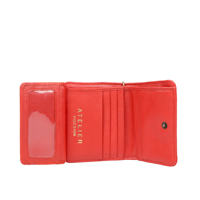 Bartoli W1 Red Leather Bi-Fold Wallet