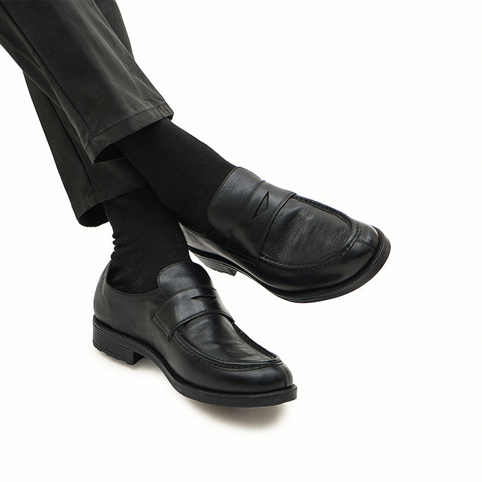 Basel Men's Black Leather Loafers