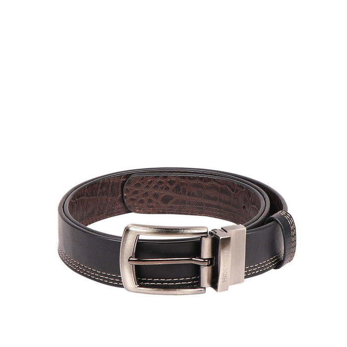 Be2207 Men's Black Reversible Leather Belt
