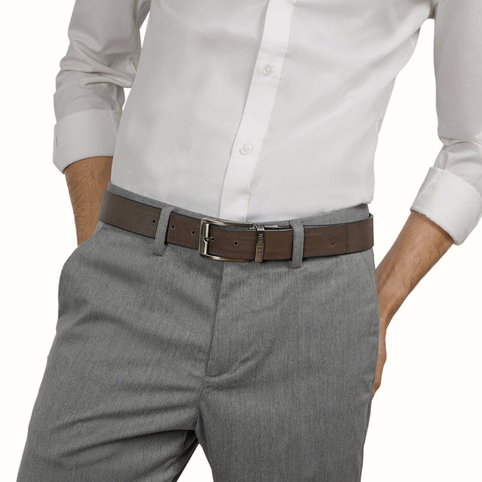 Be2211 Men's Black Reversible Leather Belt